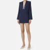 Abito boxy in crêpe con revers in raso