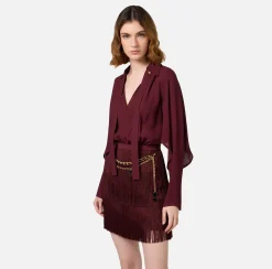 Abito frange con camicia e foulard