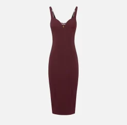 Abito midi in crêpe stretch taglio coppe