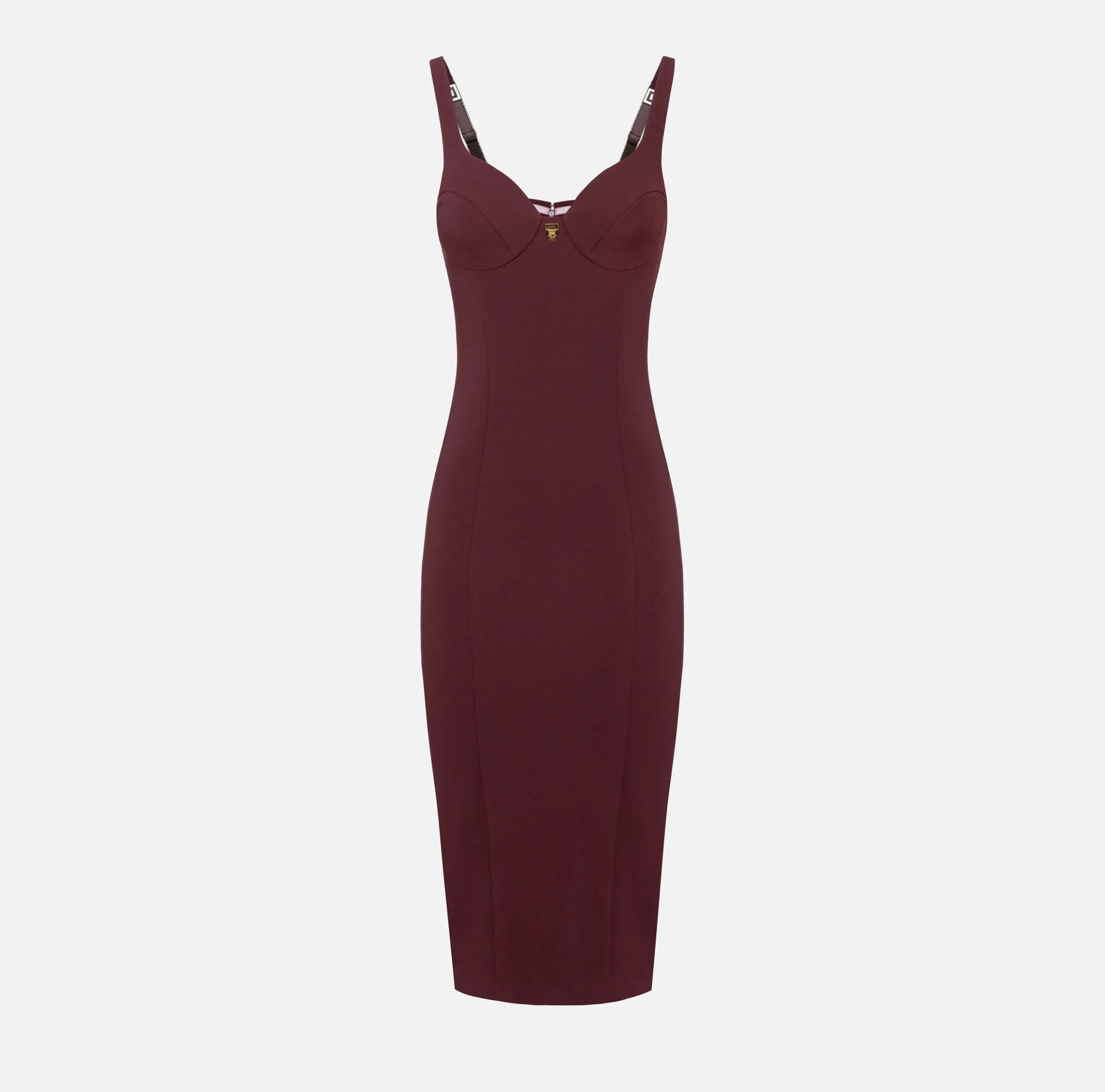 Abito midi in crêpe stretch taglio coppe