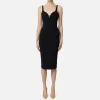 Abito midi in crêpe stretch taglio coppe
