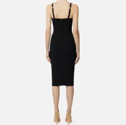 Abito midi in crêpe stretch taglio coppe