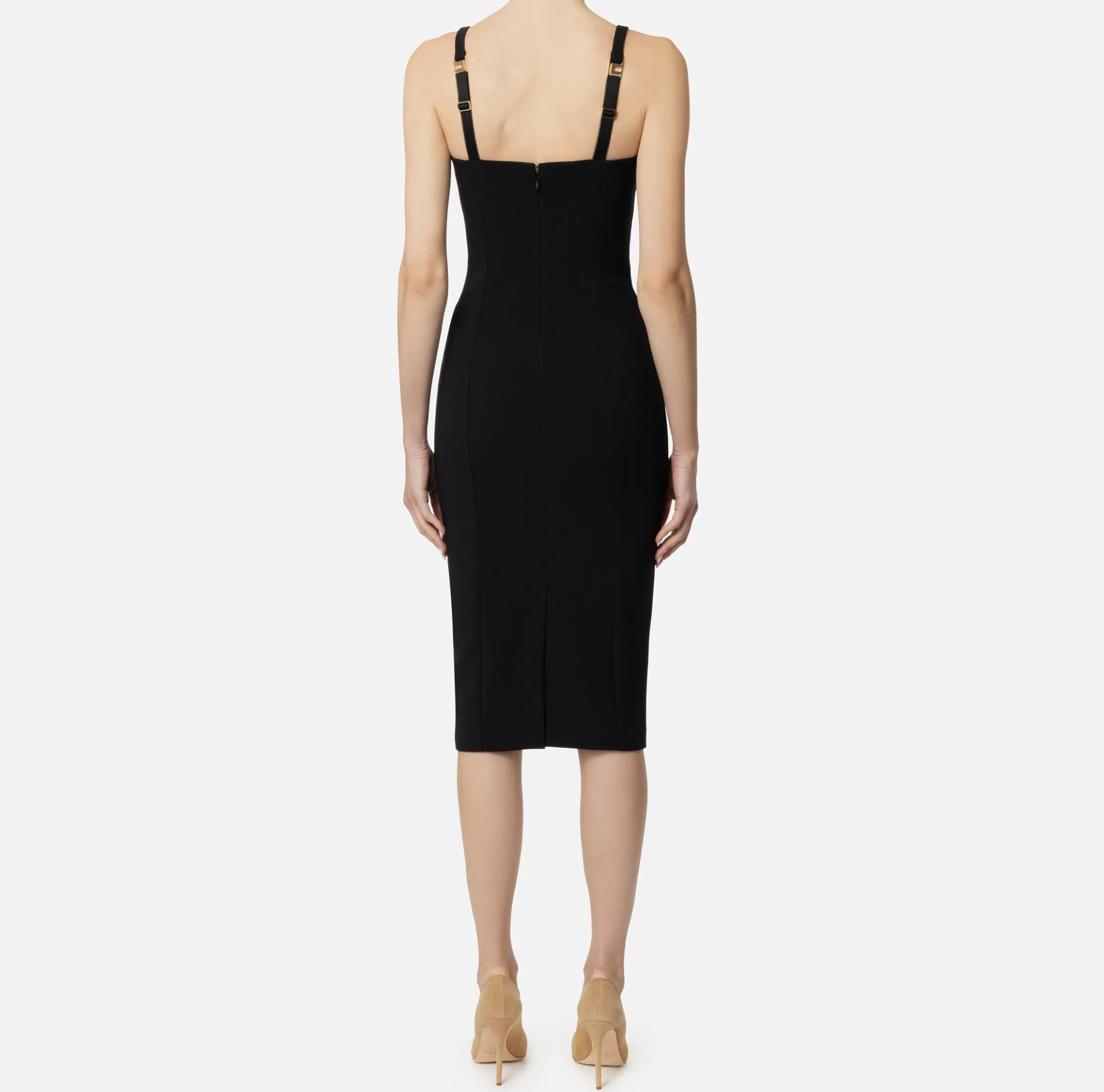 Abito midi in crêpe stretch taglio coppe