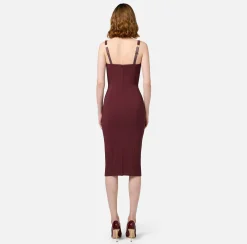 Abito midi in crêpe stretch taglio coppe