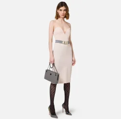 Abito midi in fresco lana con cintura