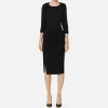 Abito midi in jersey con zip sul fianco