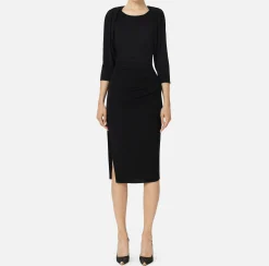 Abito midi in jersey con zip sul fianco