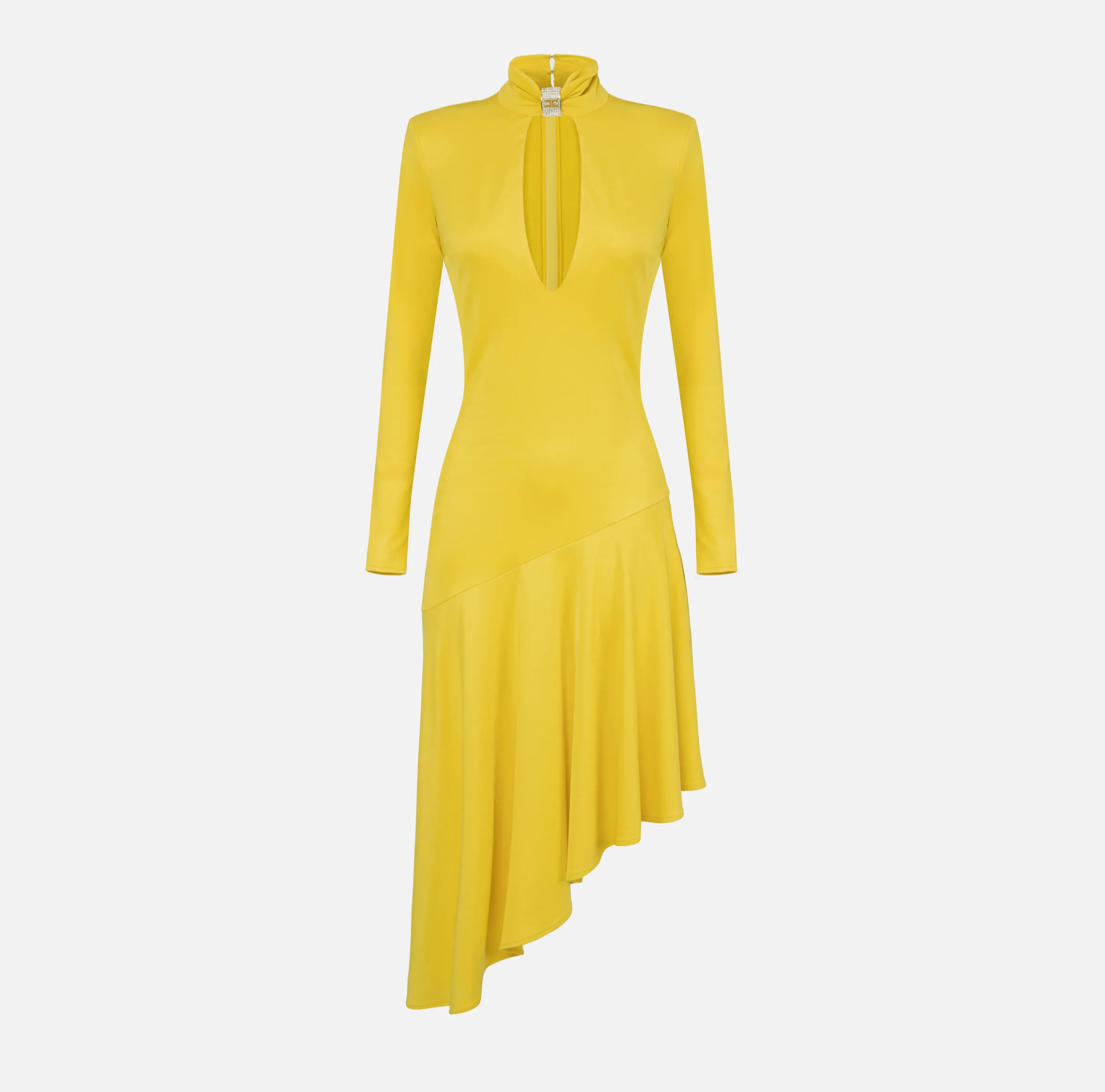 Abito midi in jersey con accessorio gioiello