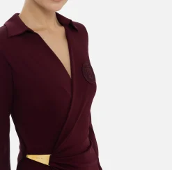 Abito midi in jersey con nodo laterale