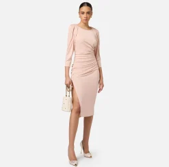 Abito midi in jersey con zip sul fianco