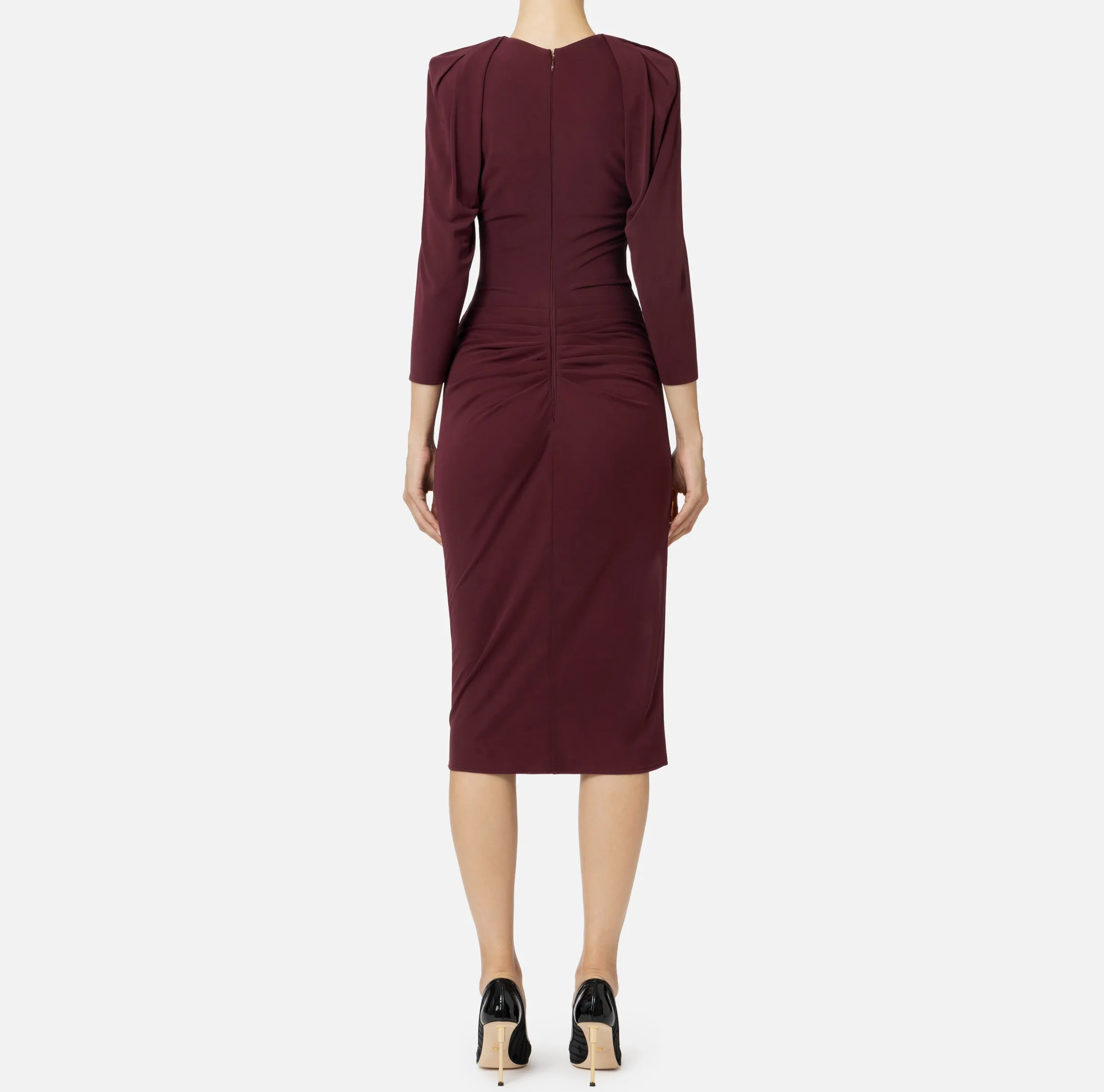 Abito midi in jersey con zip sul fianco