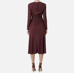 Abito midi in jersey con cappuccio