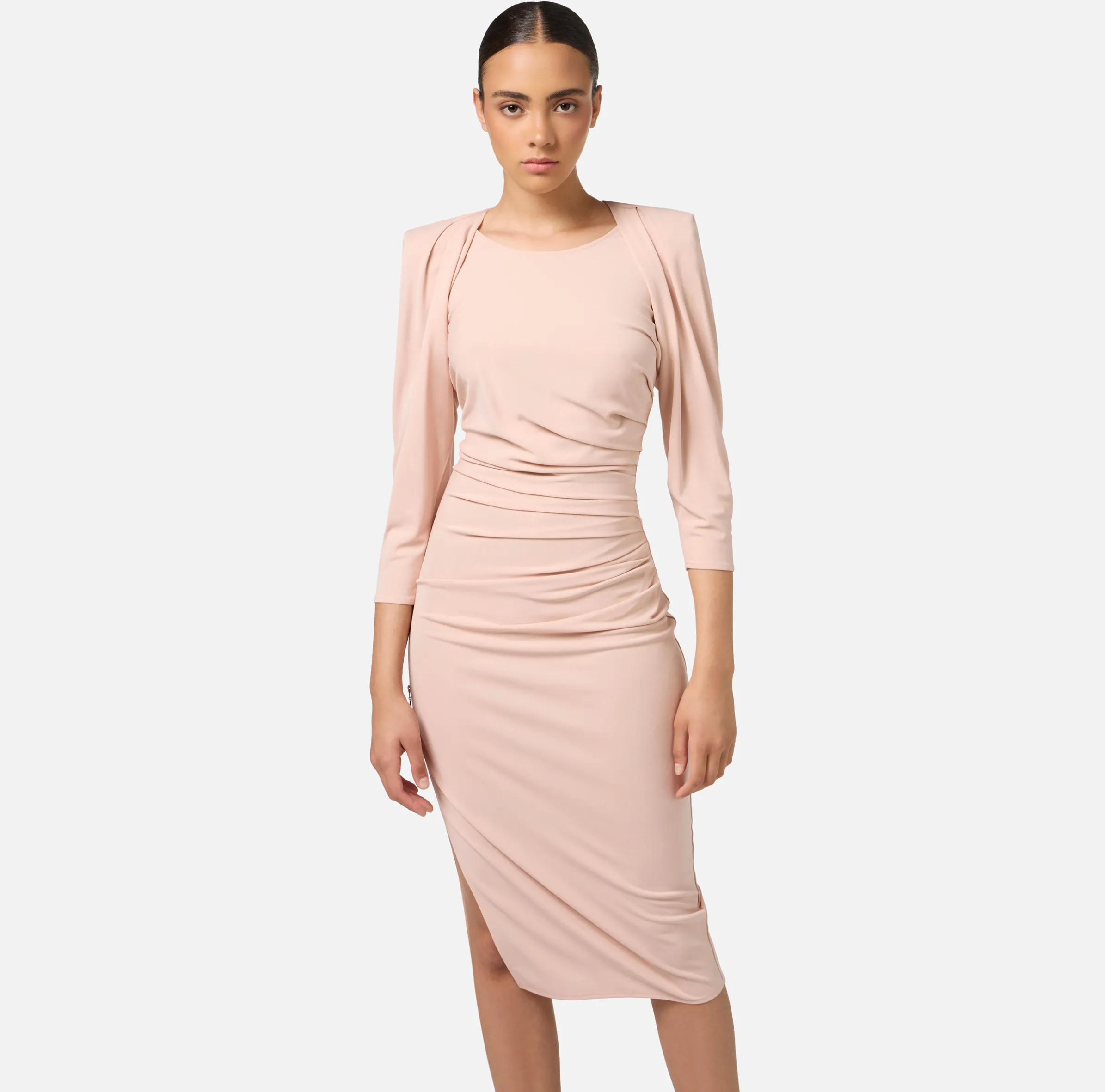 Abito midi in jersey con zip sul fianco
