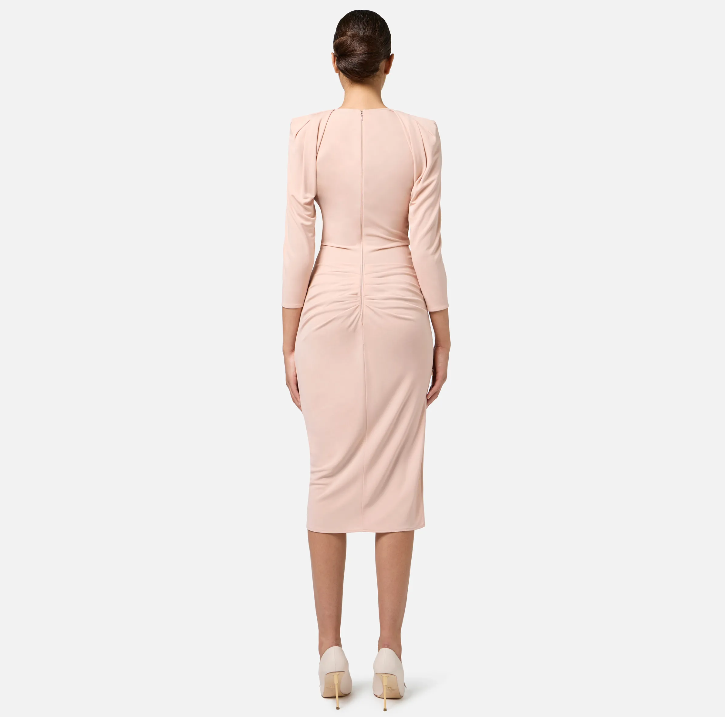 Abito midi in jersey con zip sul fianco