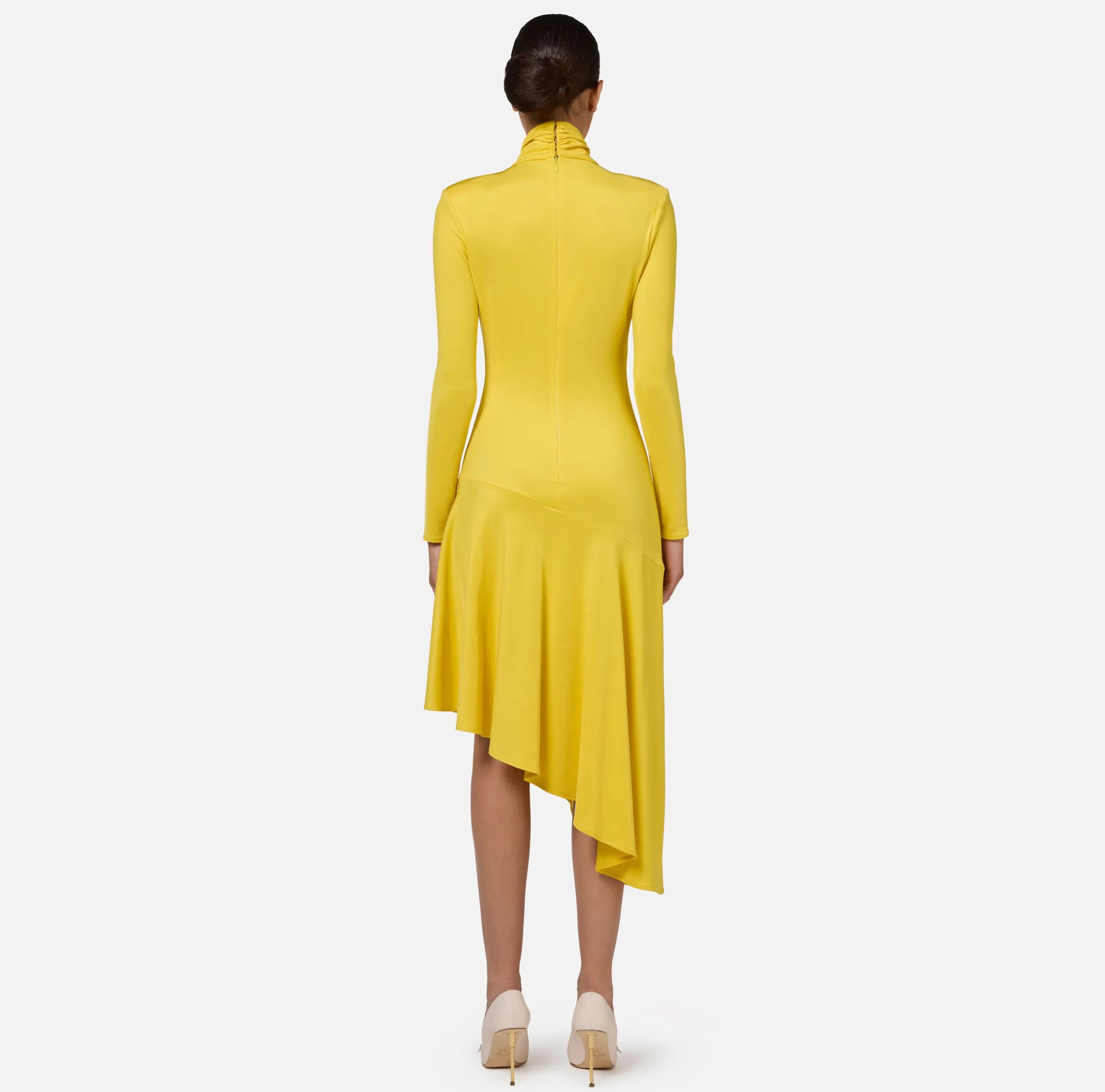 Abito midi in jersey con accessorio gioiello