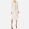 Abito midi in jersey drappeggiato con collana