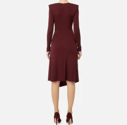 Abito midi in jersey drappeggiato con collana