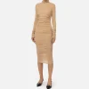 Abito midi in jersey e lana con logo