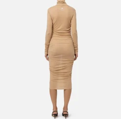 Abito midi in jersey e lana con logo