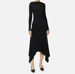 Abito midi in jersey fluido con drappeggio