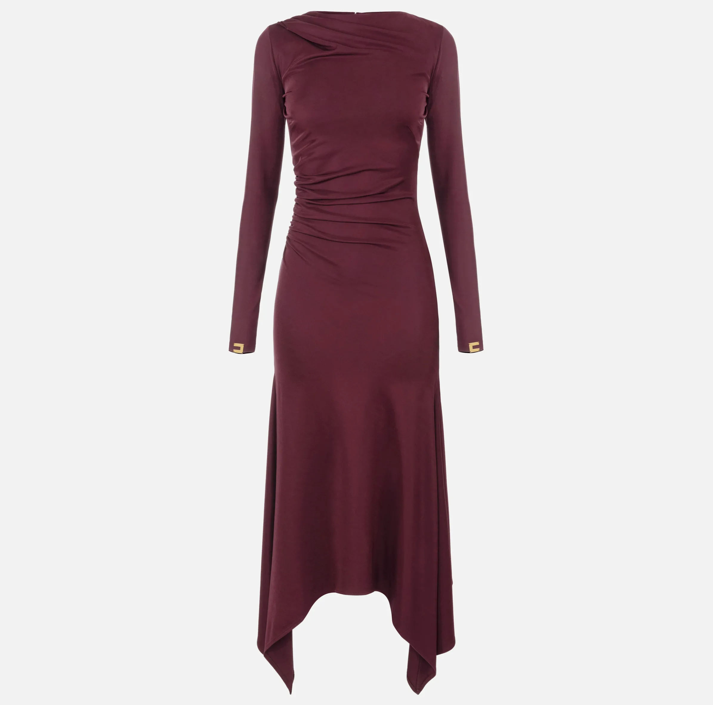 Abito midi in jersey fluido con drappeggio