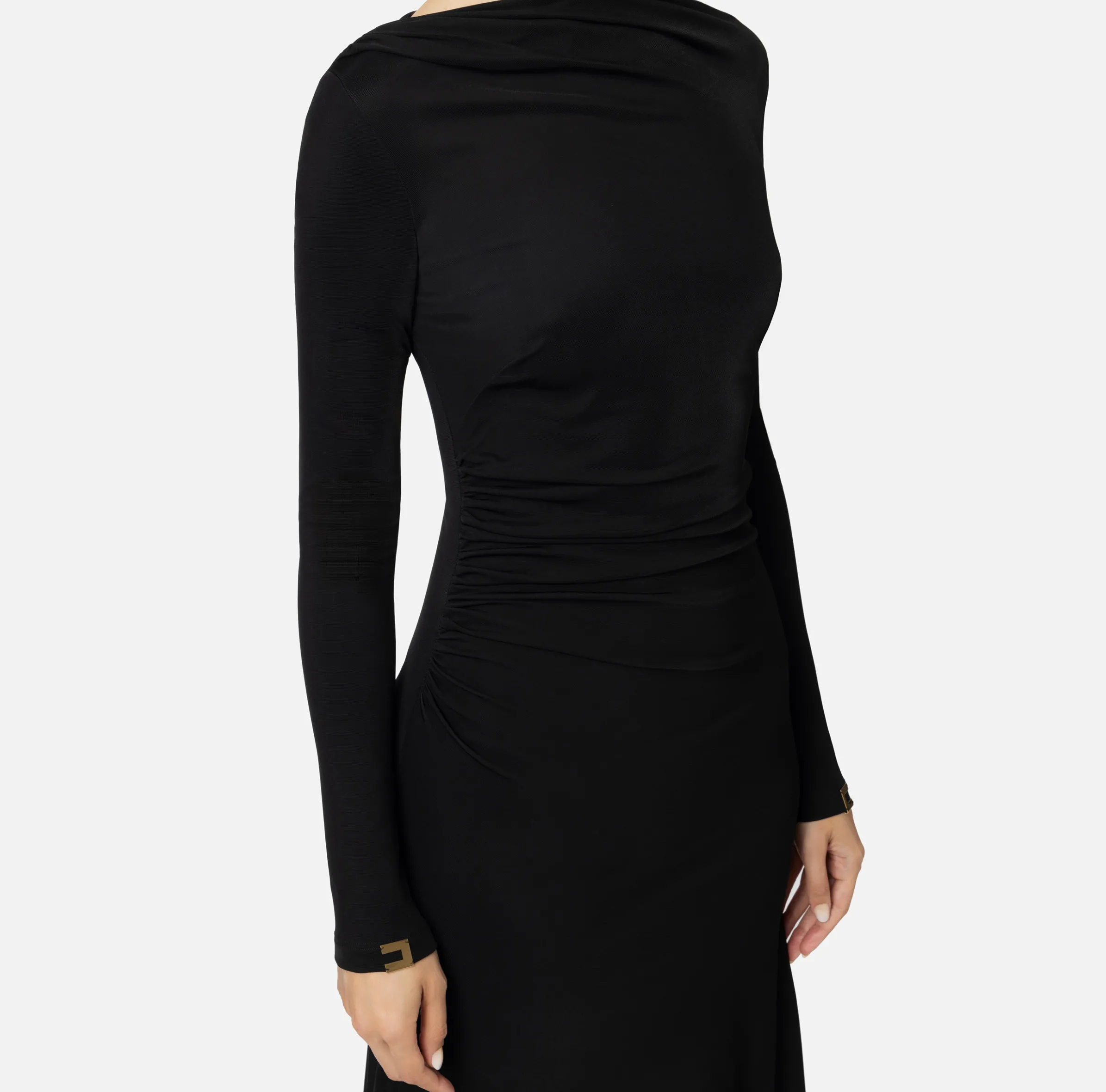 Abito midi in jersey fluido con drappeggio