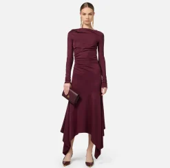 Abito midi in jersey fluido con drappeggio