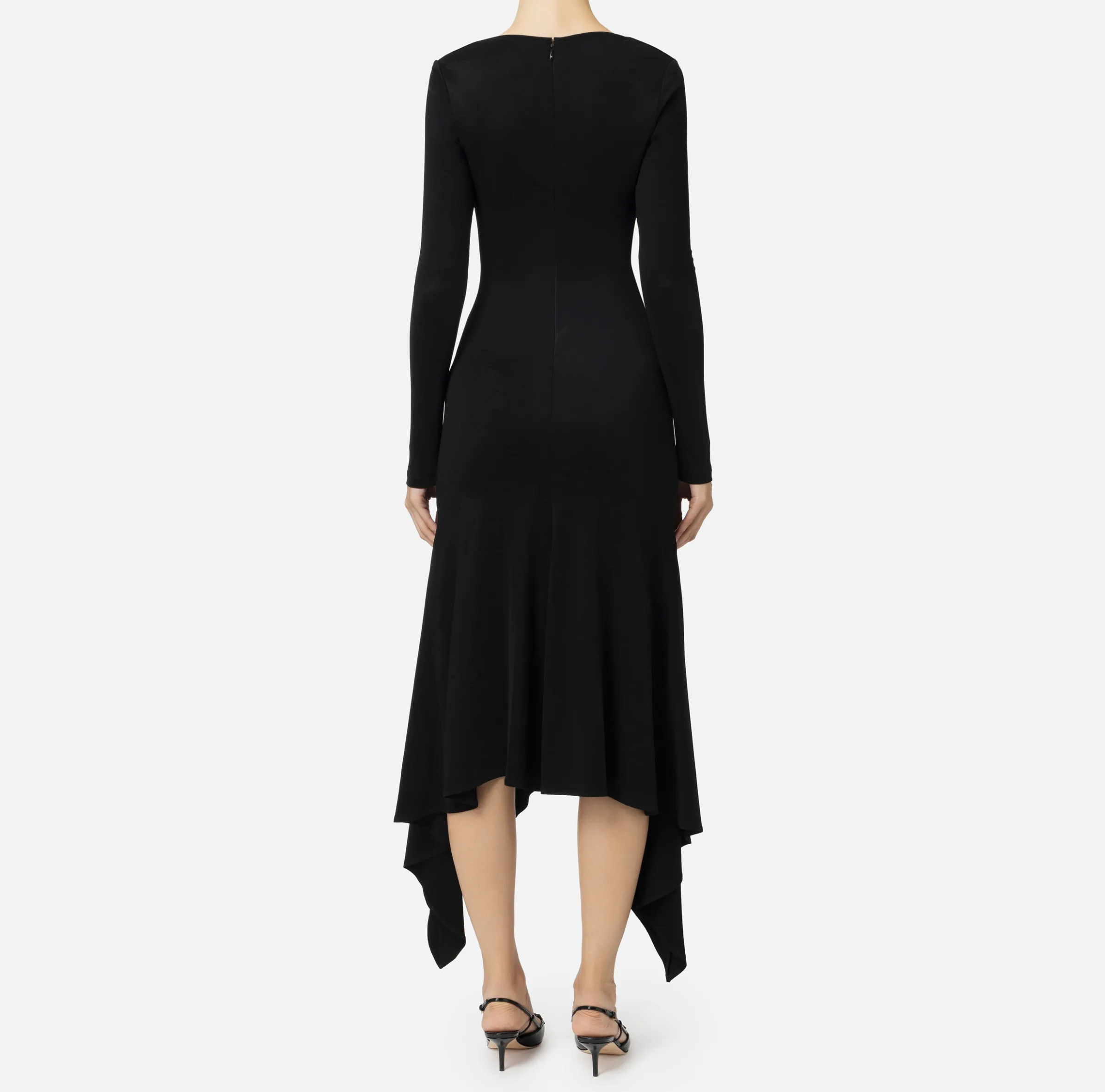 Abito midi in jersey fluido con drappeggio