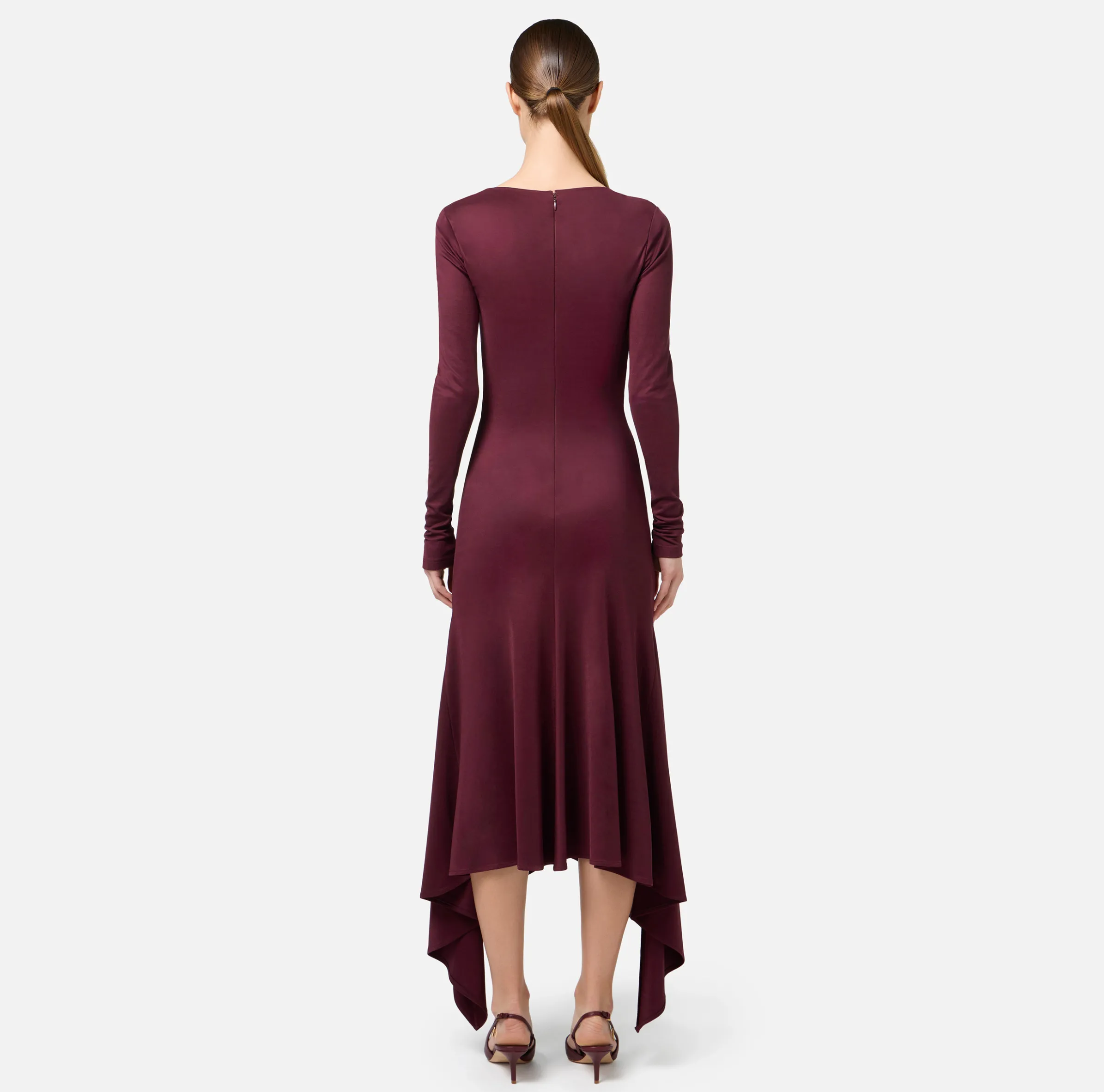 Abito midi in jersey fluido con drappeggio