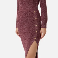 Abito midi in lana mouliné con patch logo