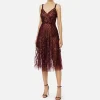 Abito midi in tulle con ricamo paillettes chevron