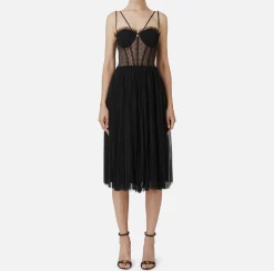 Abito midi in tulle plissettato