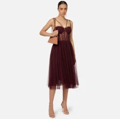 Abito midi in tulle plissettato