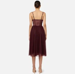 Abito midi in tulle plissettato