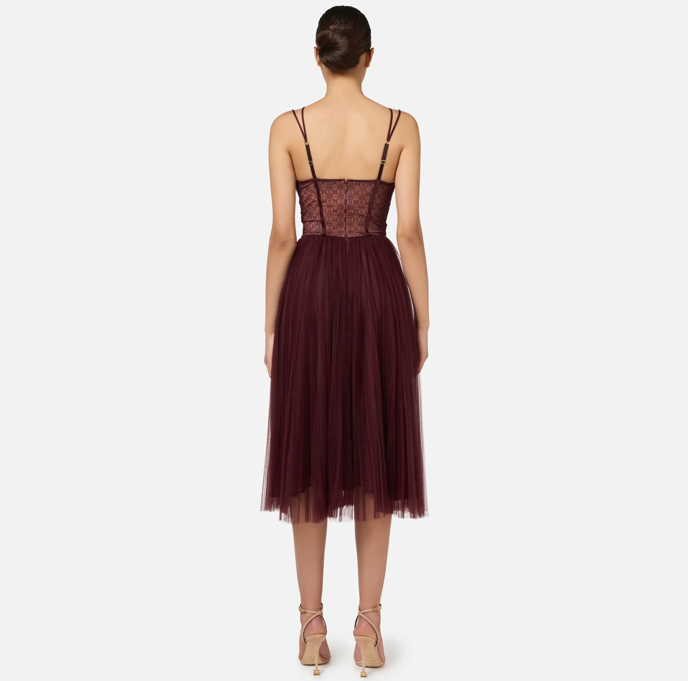 Abito midi in tulle plissettato