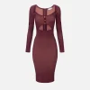 Abito midi in viscosa a costine con cut-out