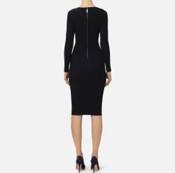 Abito midi in viscosa a costine con cut-out