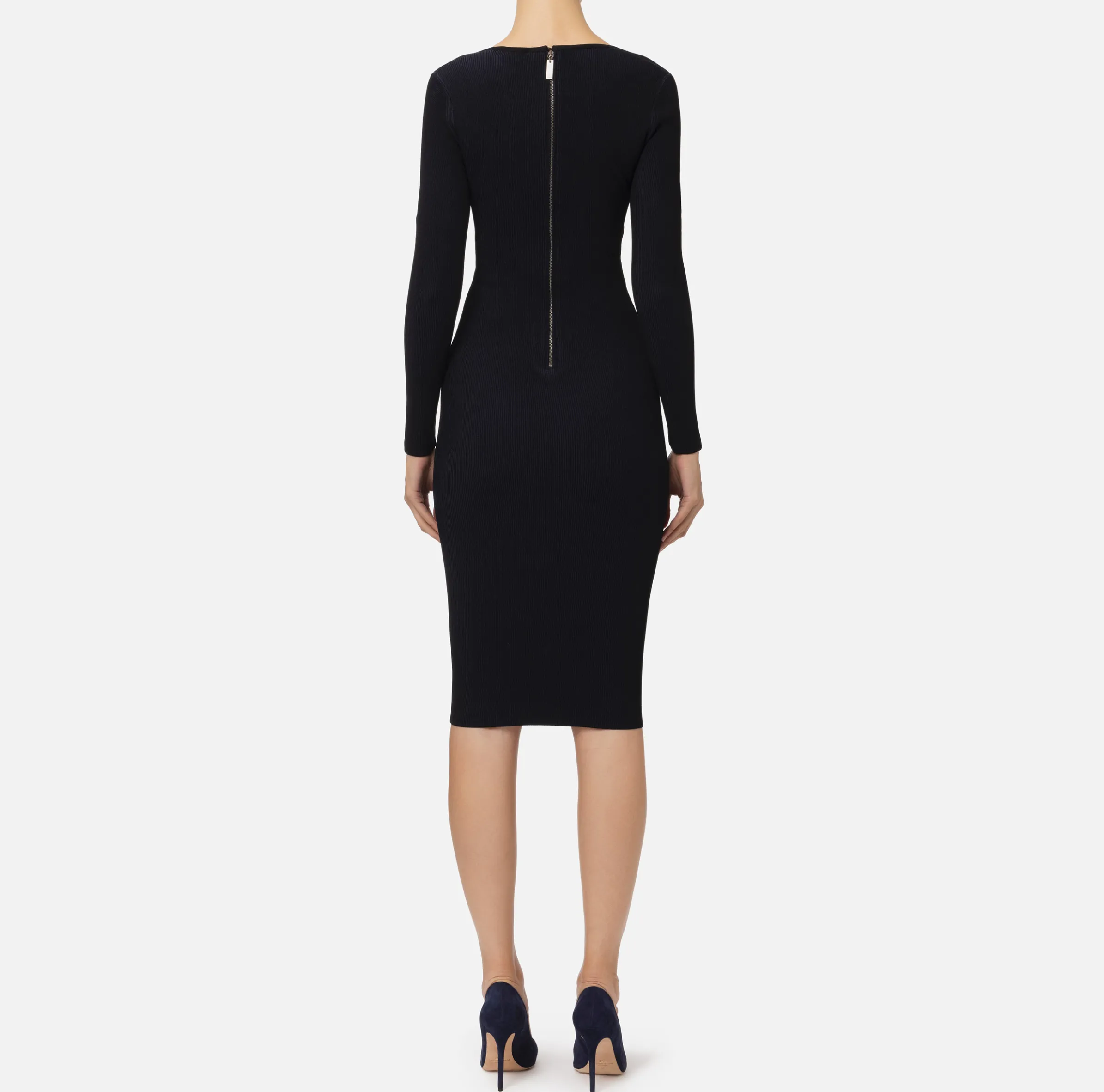 Abito midi in viscosa a costine con cut-out