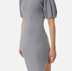 Abito midi in viscosa con dettaglio zip