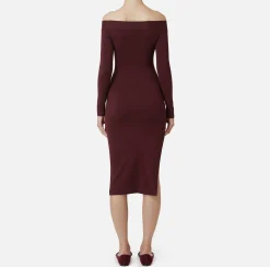Abito midi in viscosa con bottoni sullo spacco