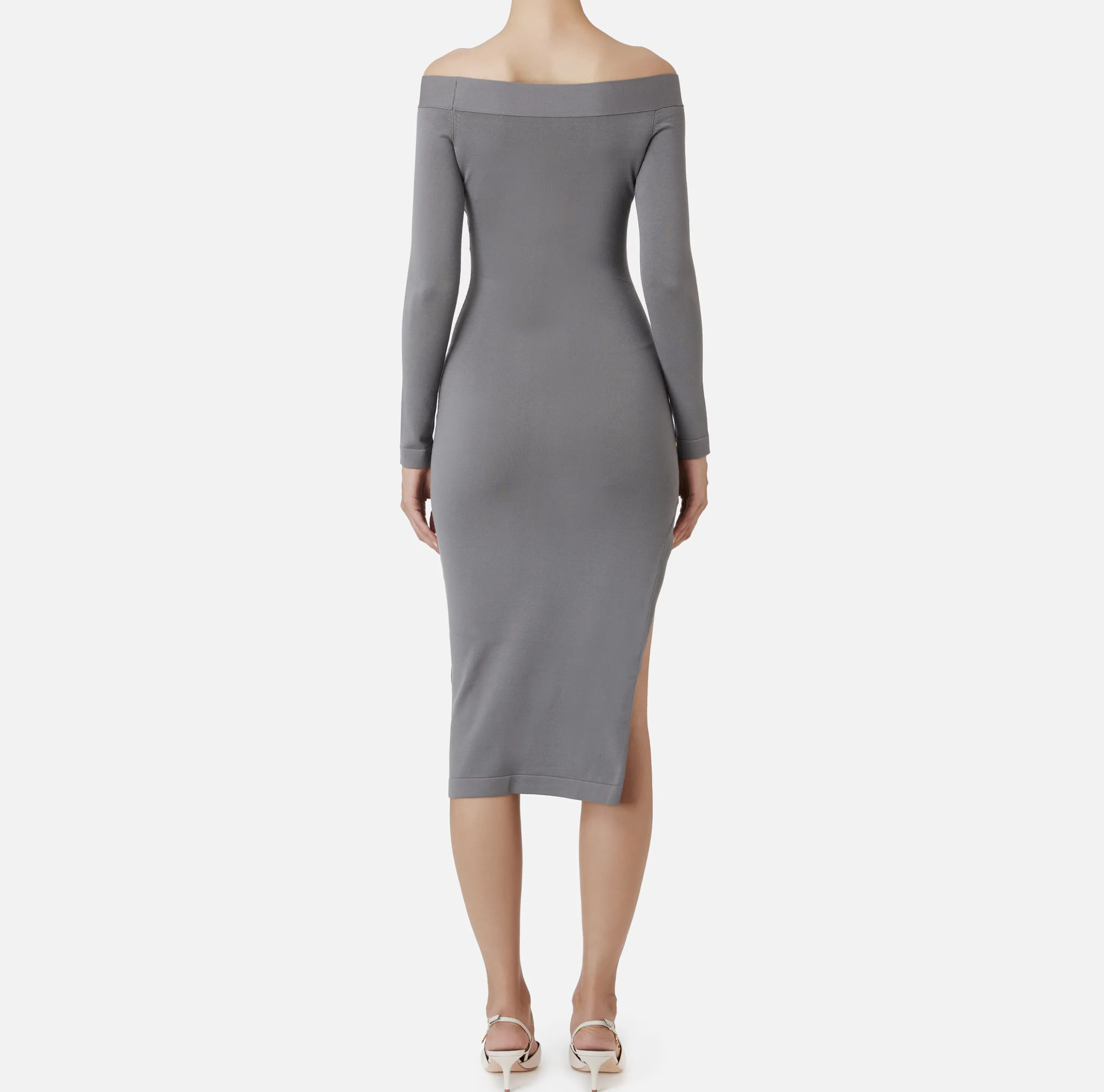 Abito midi in viscosa con bottoni sullo spacco