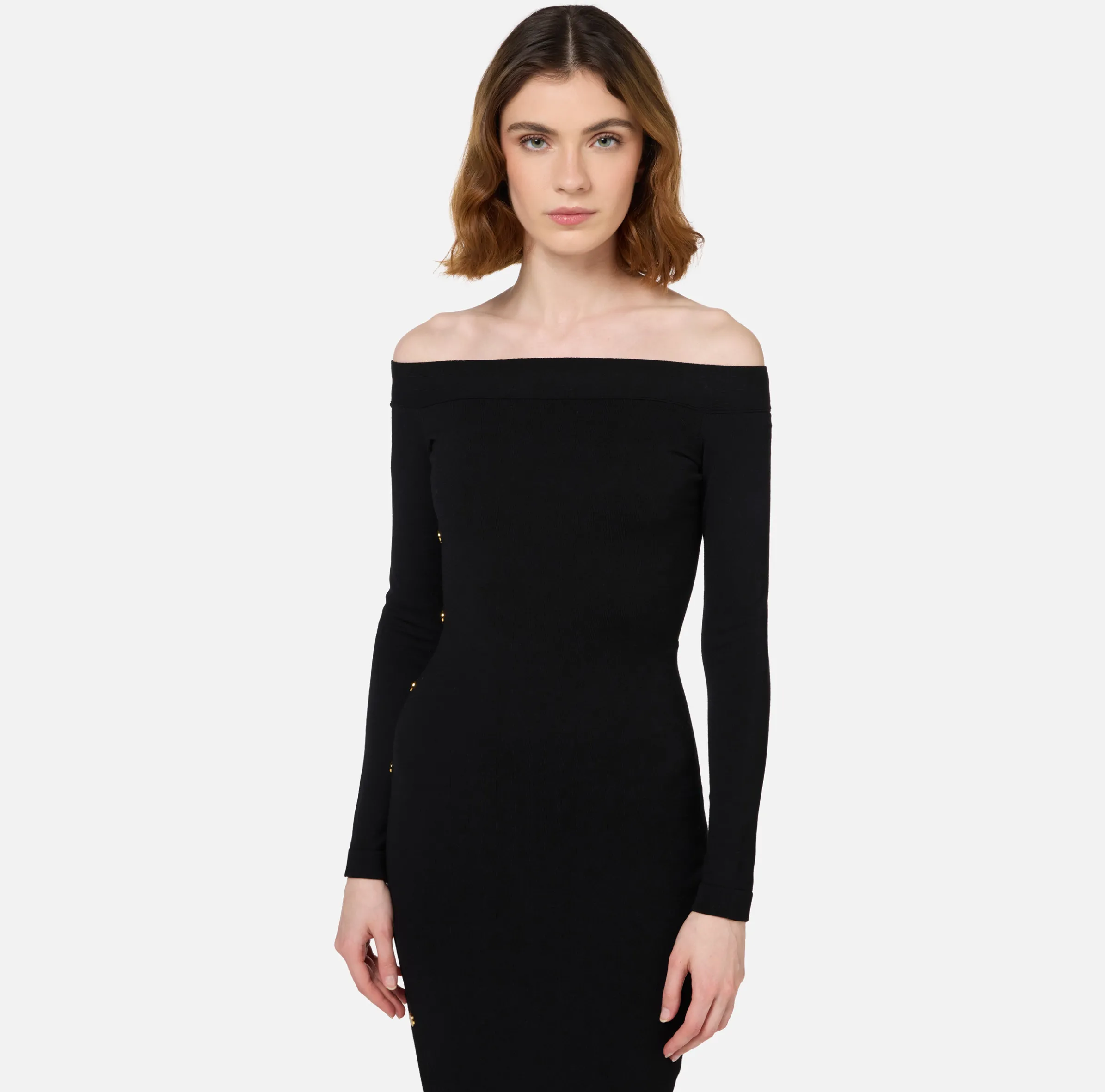 Abito midi in viscosa con bottoni sullo spacco