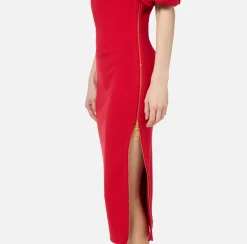 Abito midi in viscosa con dettaglio zip