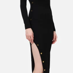 Abito midi in viscosa con bottoni sullo spacco