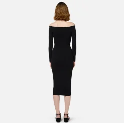 Abito midi in viscosa con bottoni sullo spacco