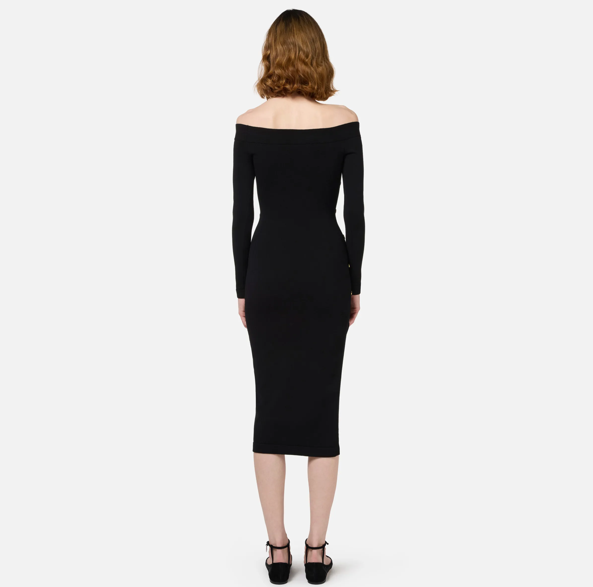 Abito midi in viscosa con bottoni sullo spacco