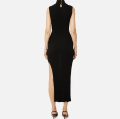 Abito midi in viscosa e lurex a costine