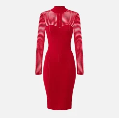 Abito midi in viscosa motivo chevron