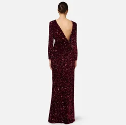 Abito red carpet in ciniglia ricamata con pailettes