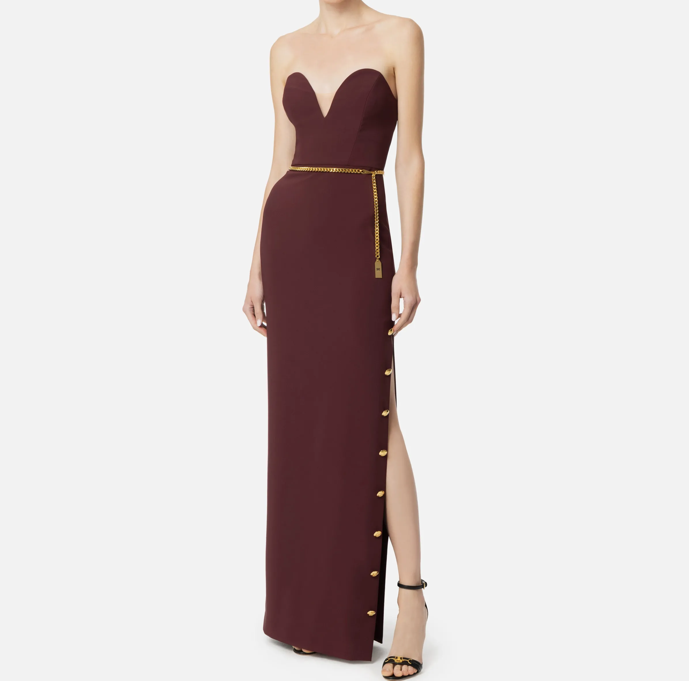 Abito red carpet in crêpe con scollo bustier